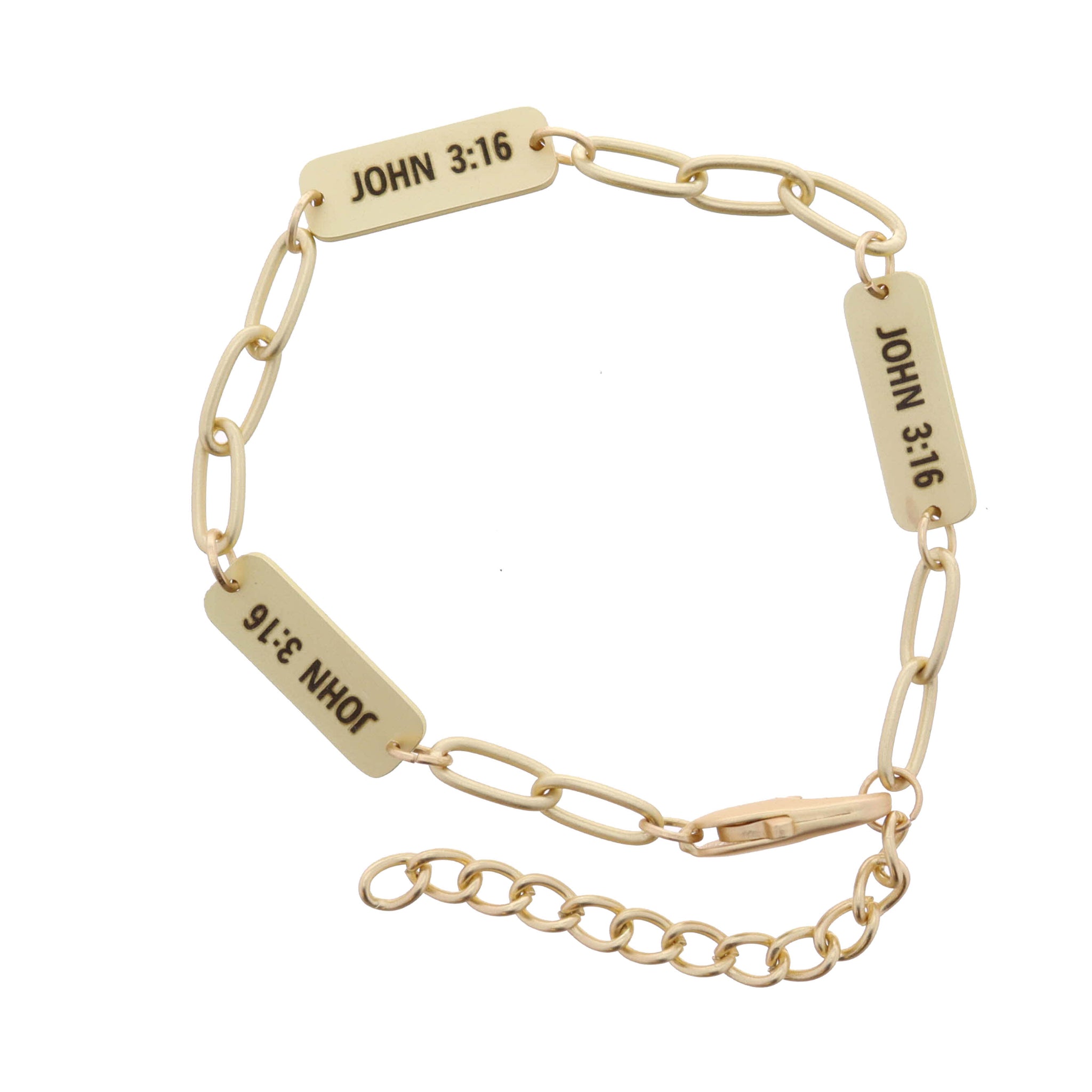 "John 3:16" Plated Link Bracelet, 2" Ext.