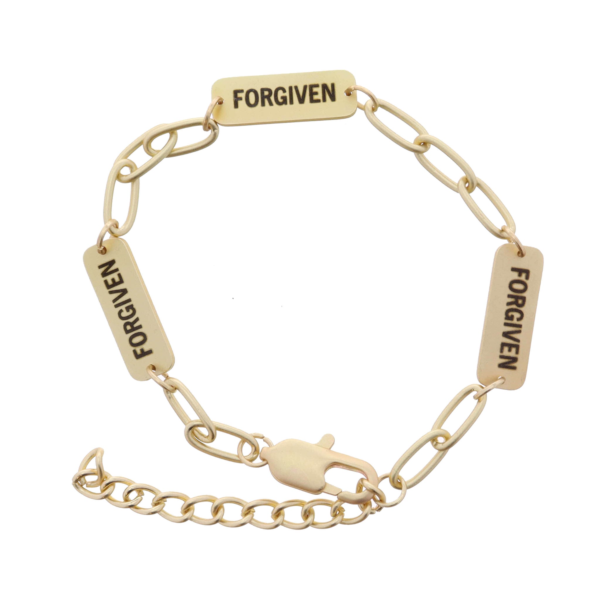 "Forgiven" Plated Link Bracelet, 2" Ext.