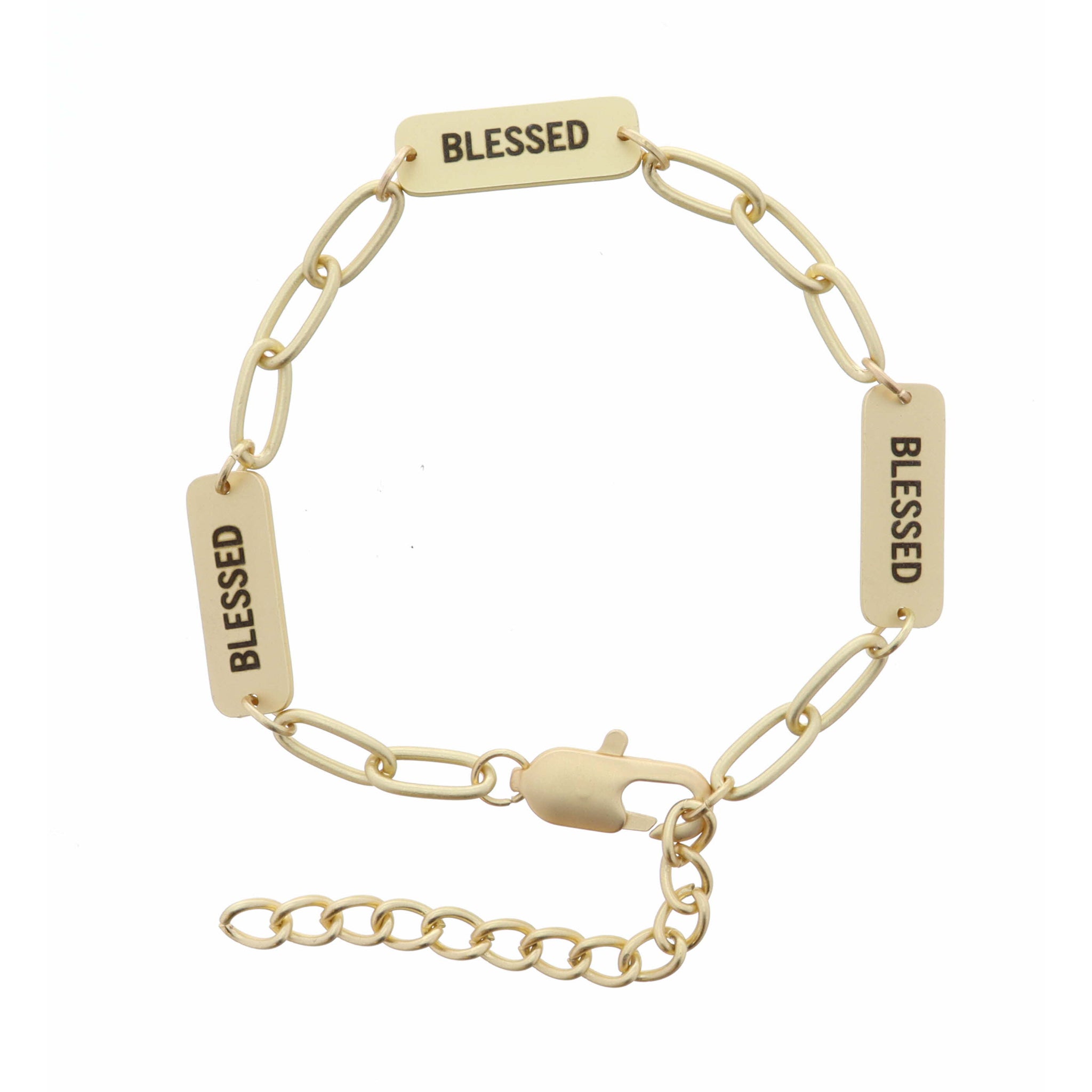 "Blessed" Plated Link Bracelet, 2" Ext.