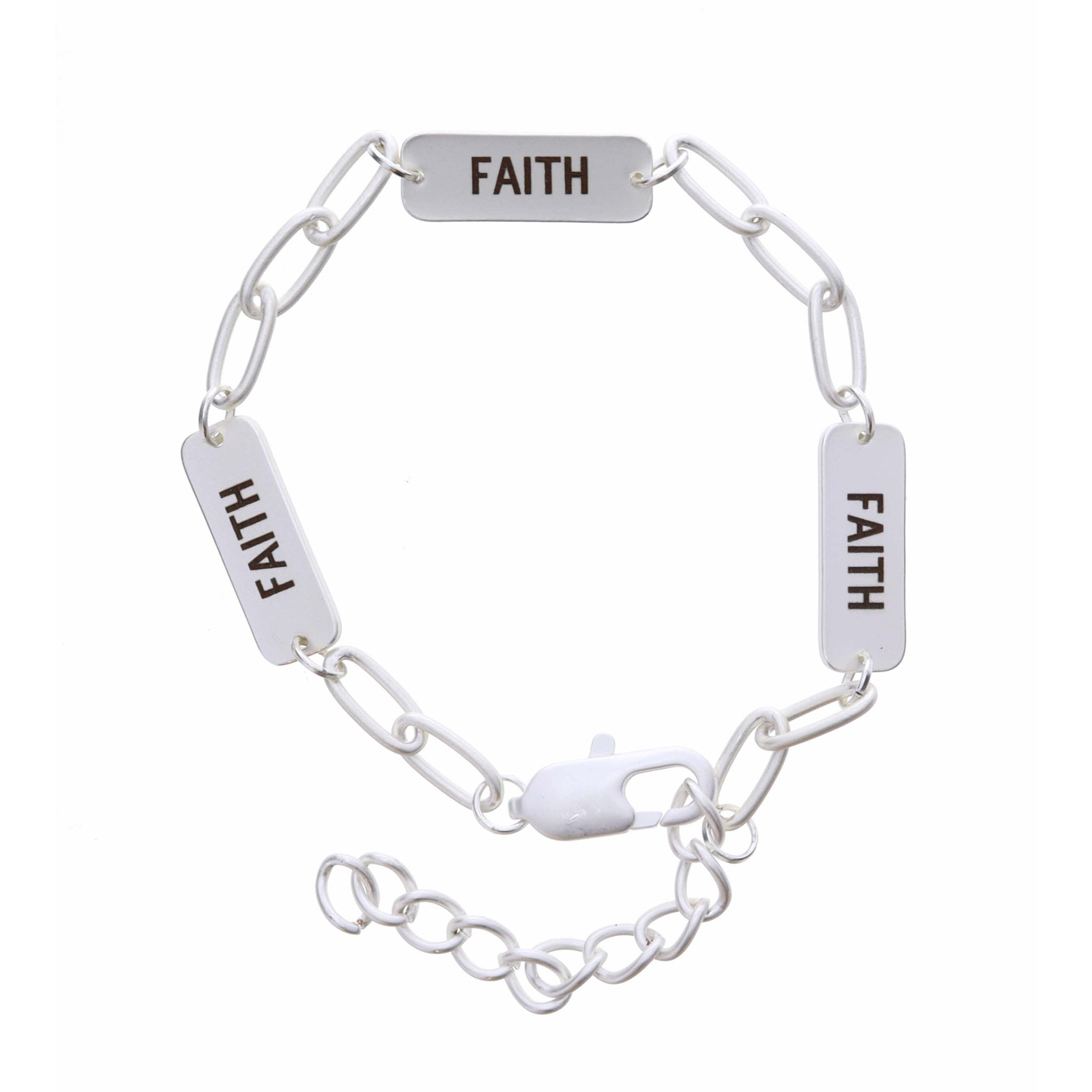 "Faith" Plated Link Bracelet, 2" Ext.