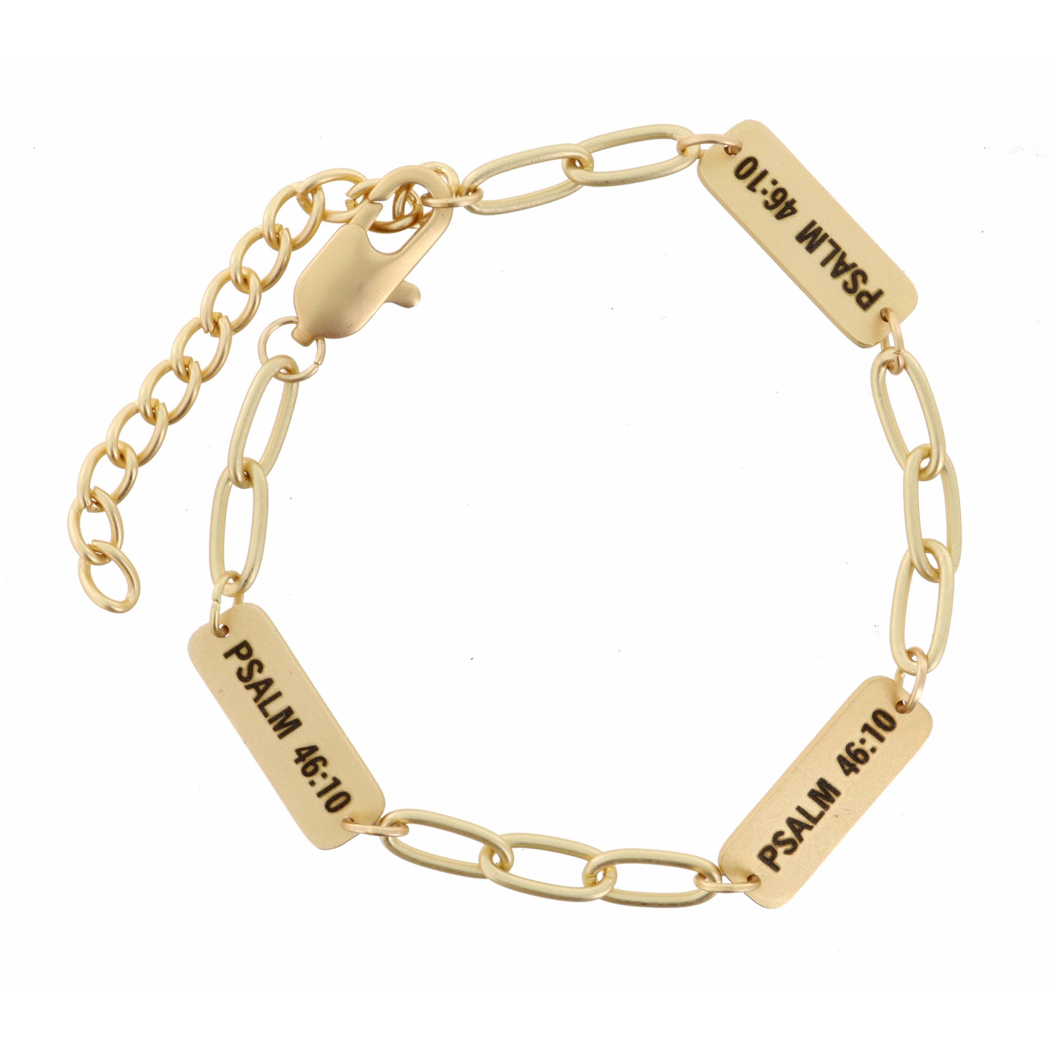 "Psalm 46:10" Plated Link Bracelet, 2" Ext.
