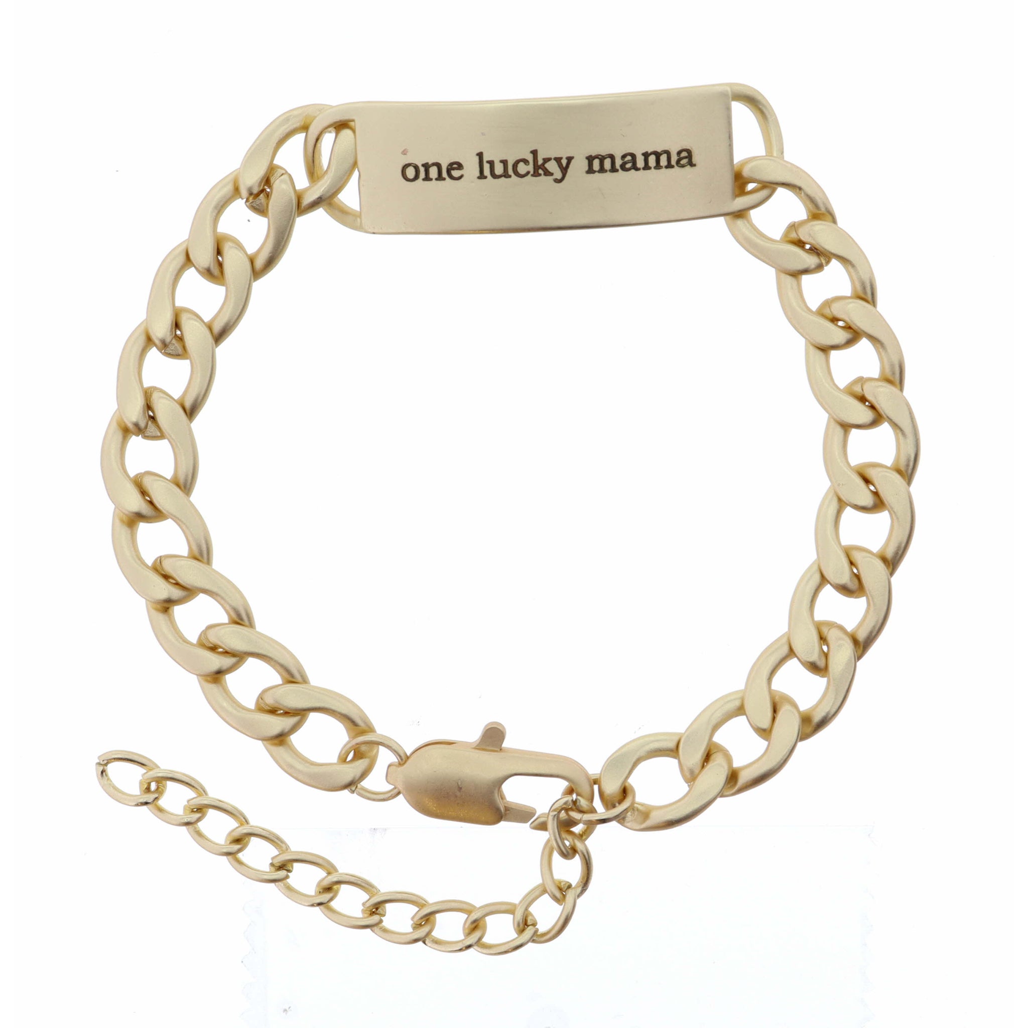 "One Lucky Mama" Engraved Plate Bracelet