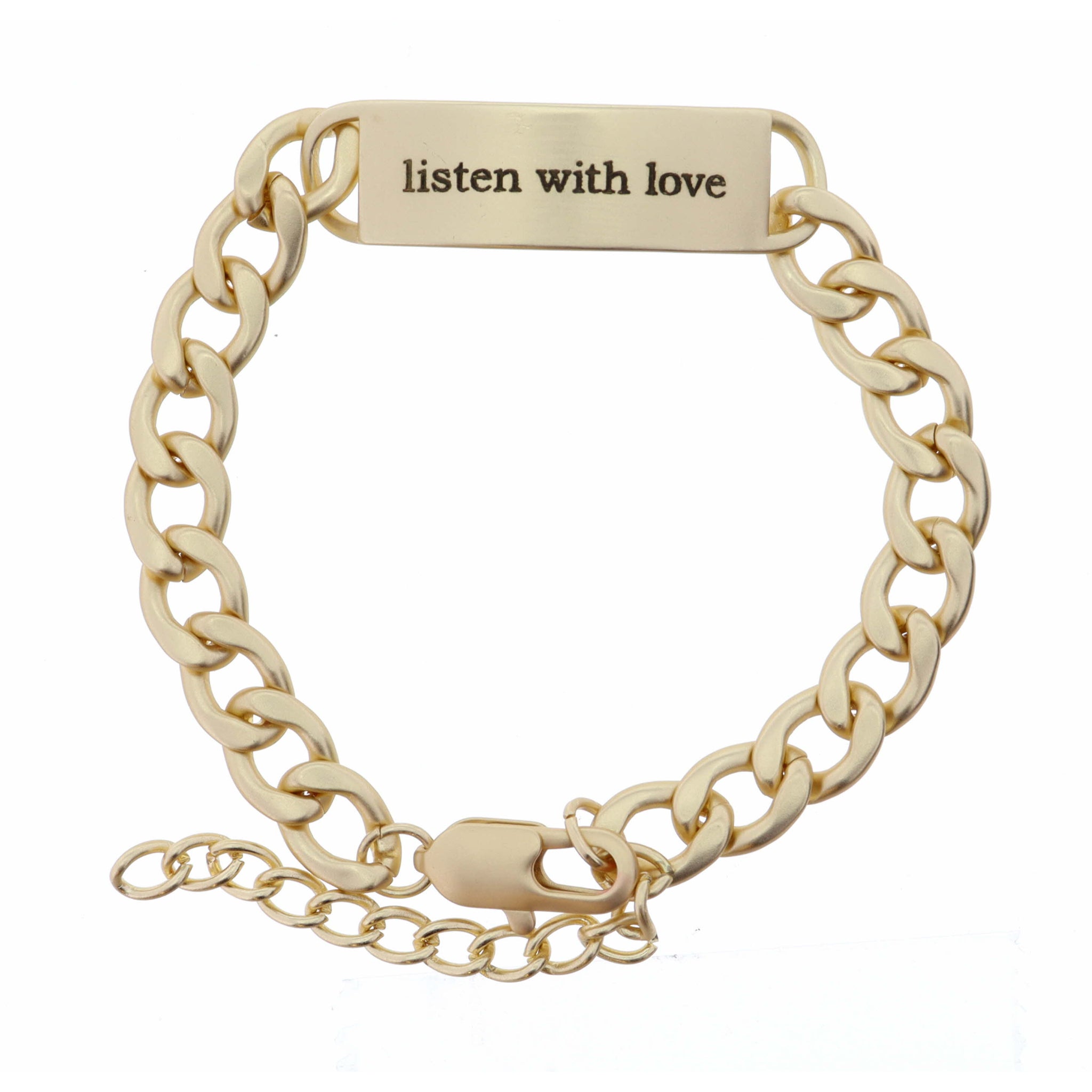 "Listen with Love" Engraved Plate Bracelet