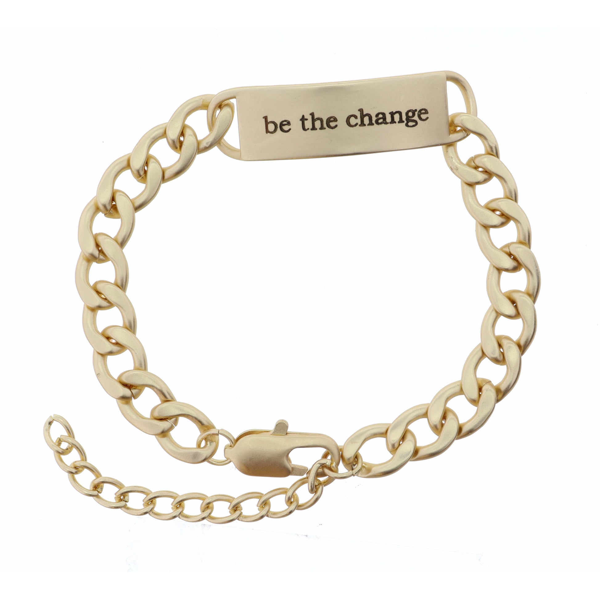 "Be the Change" Engraved Plate Bracelet
