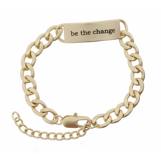 "Be the Change" Engraved Plate Bracelet