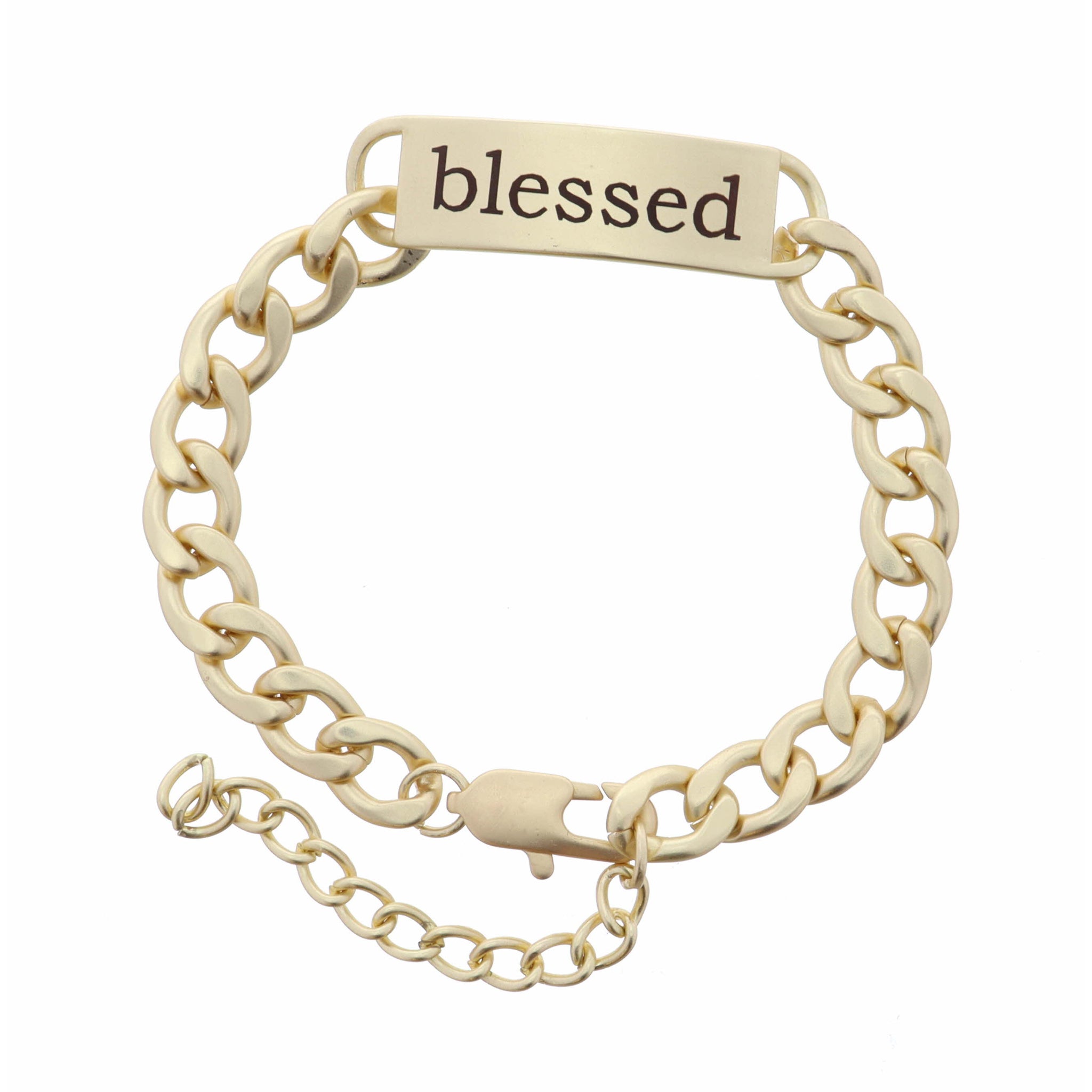 "Blessed" Engraved Plate Bracelet