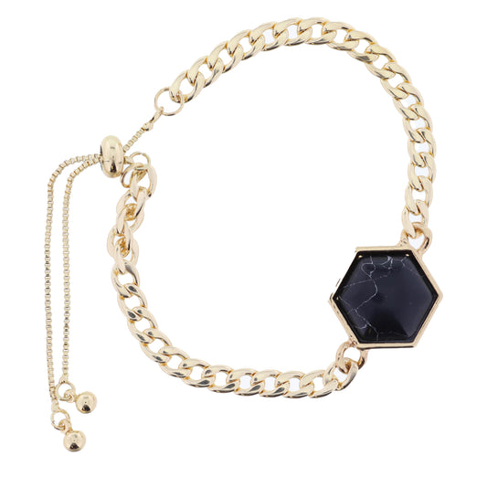Jet Howlite Hexagon Bracelet