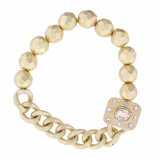 Rounded Rectange with Center Champagne Oval Crystal Bracelet