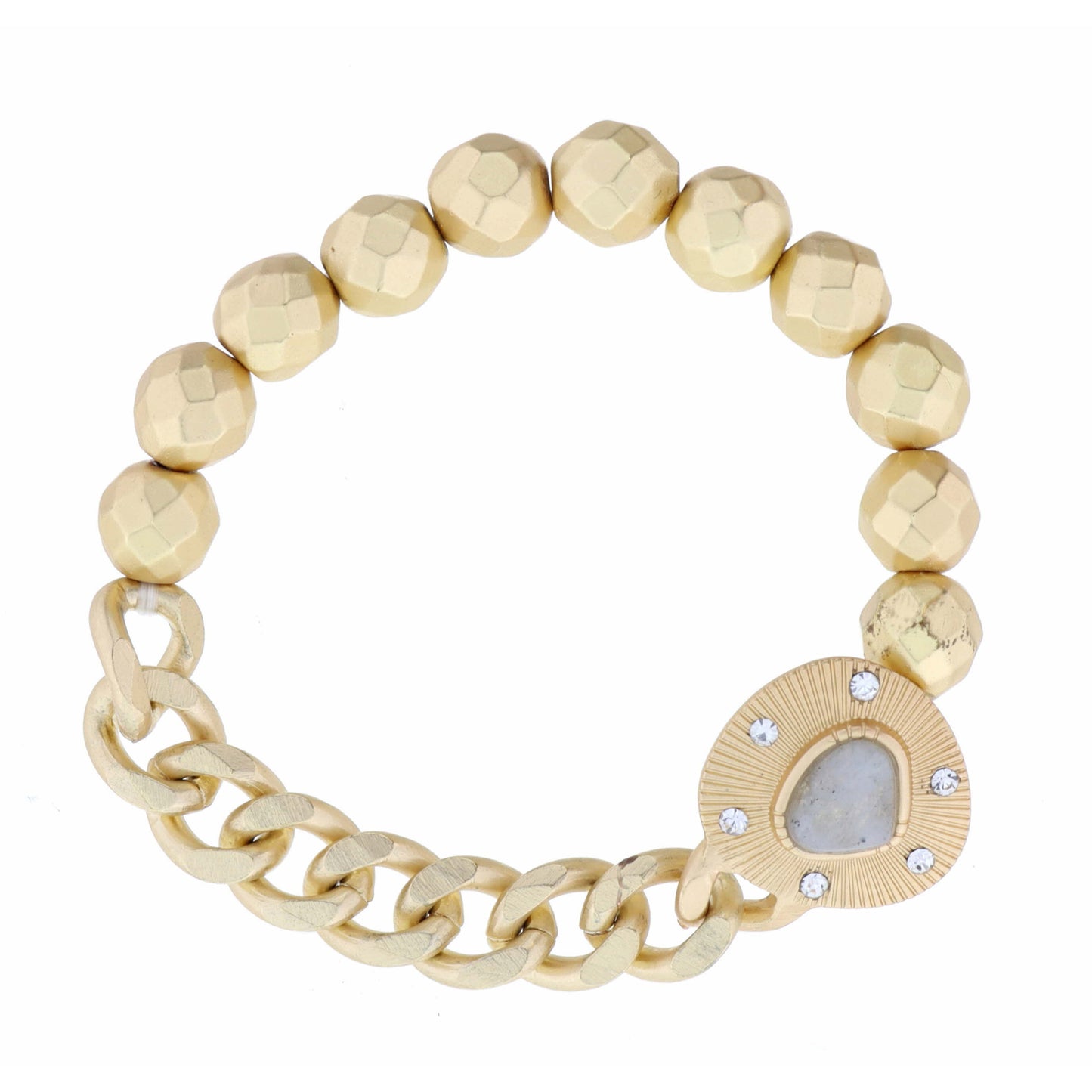 Abstract Disc with Rounded Triangle Labradorite Bracelet
