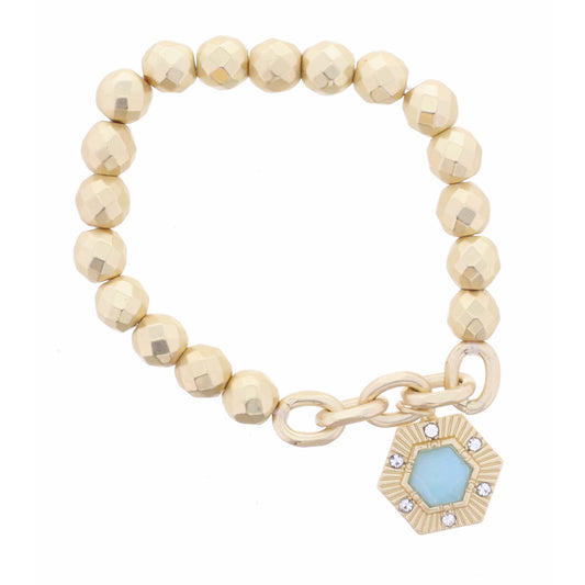 Hexagon with Center Amazonite Hexagon Bracelet
