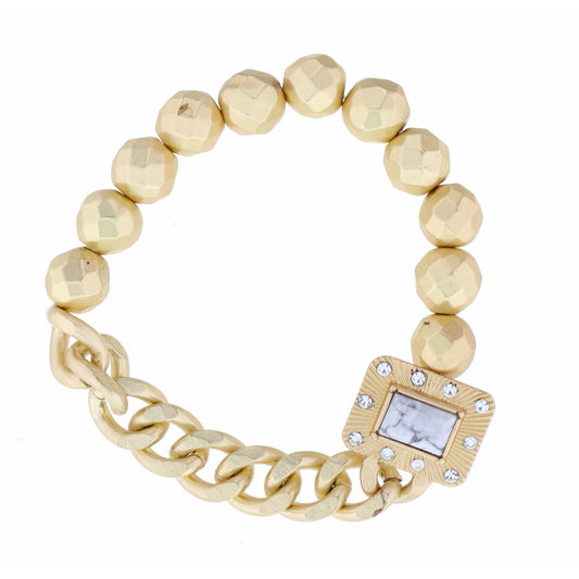 Rounded Rectange with Center Howlite Rectangle Bracelet