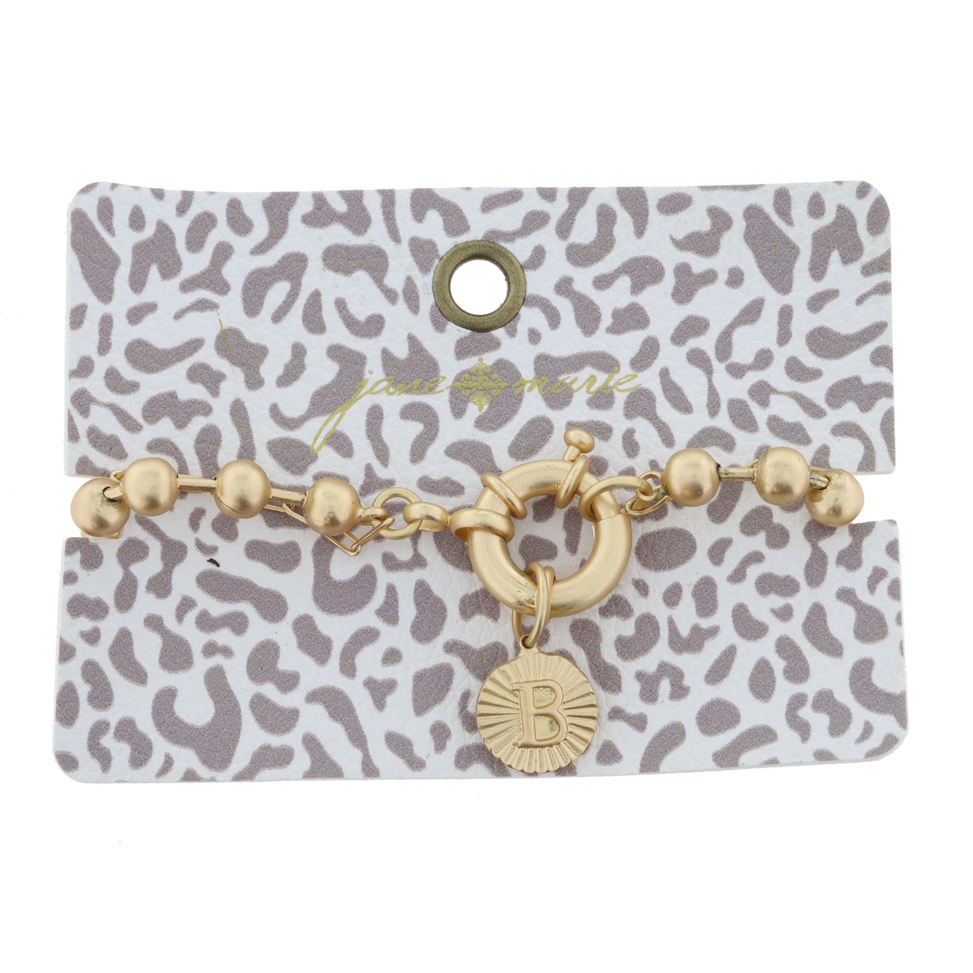 2-Sided, Gold Circle with Latch, Intial "B" and Heart Bracelet