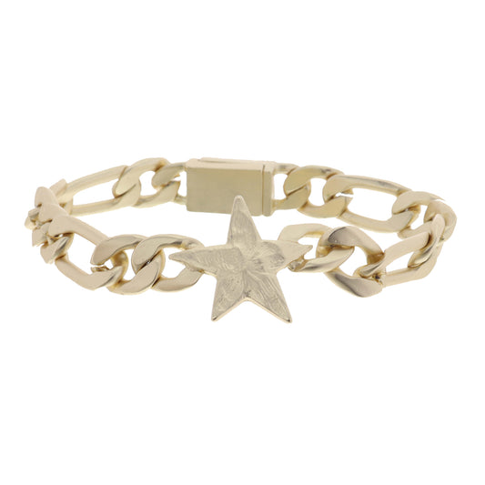 Gold Star on Chunky Gold Figaro Chain Bracelet
