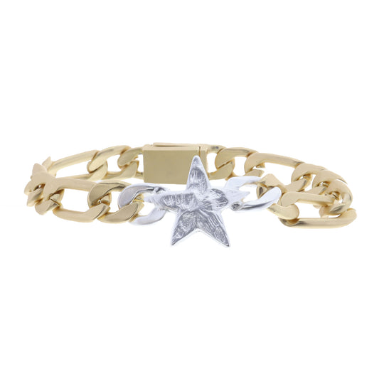 Silver Star on Chunky Gold Figaro Chain Bracelet