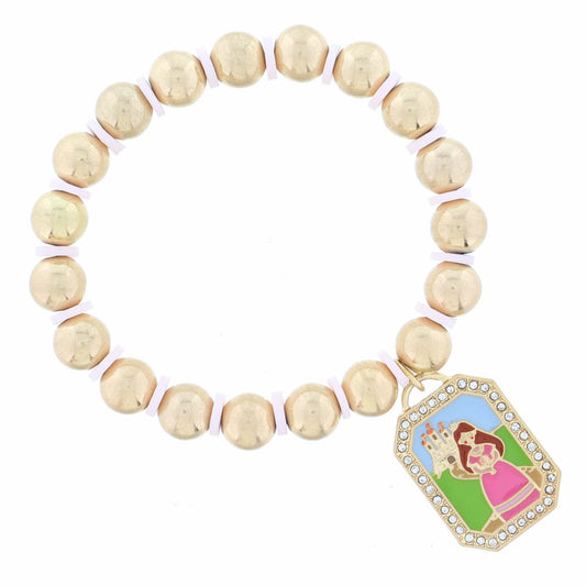 Kids Multi Enamel Princess with Castle Bracelet