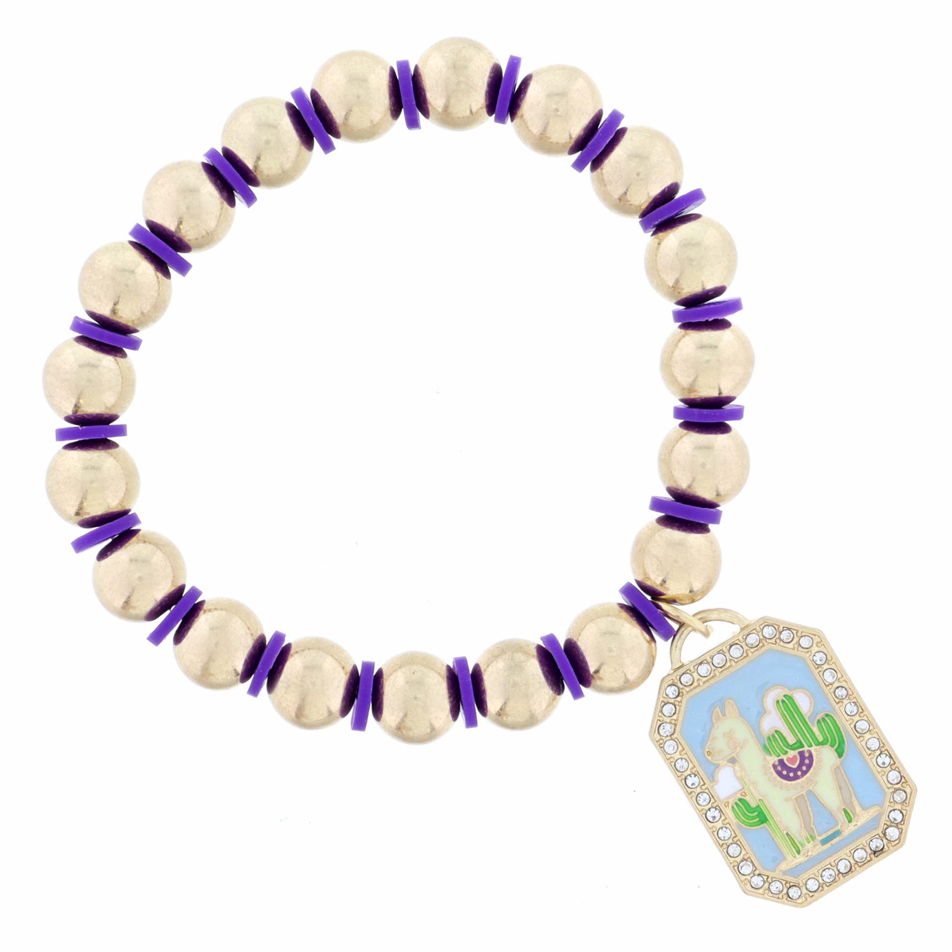 Kids Multi Enamel Llama with Cactus Bracelet
