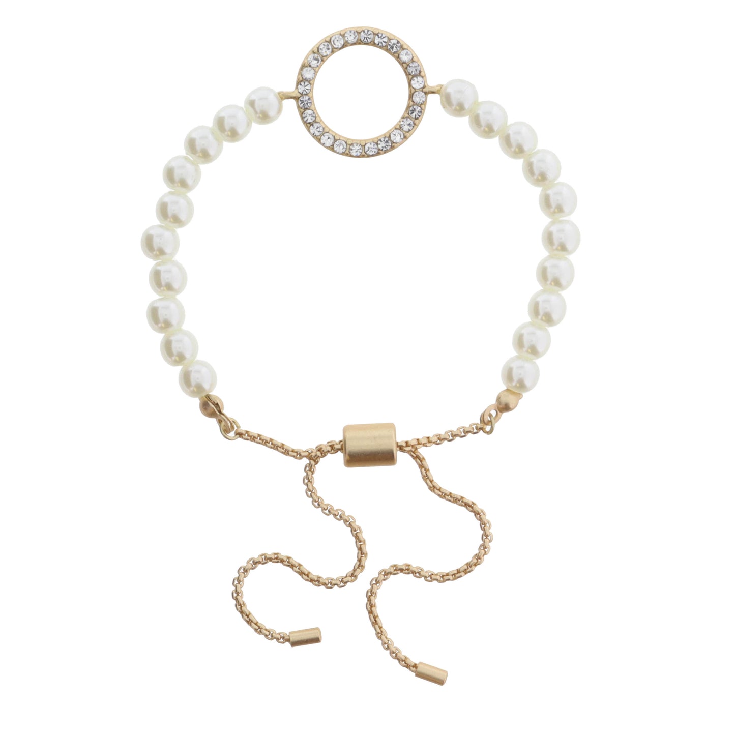 Round Pearls with Clear Crystal Circle Bracelet