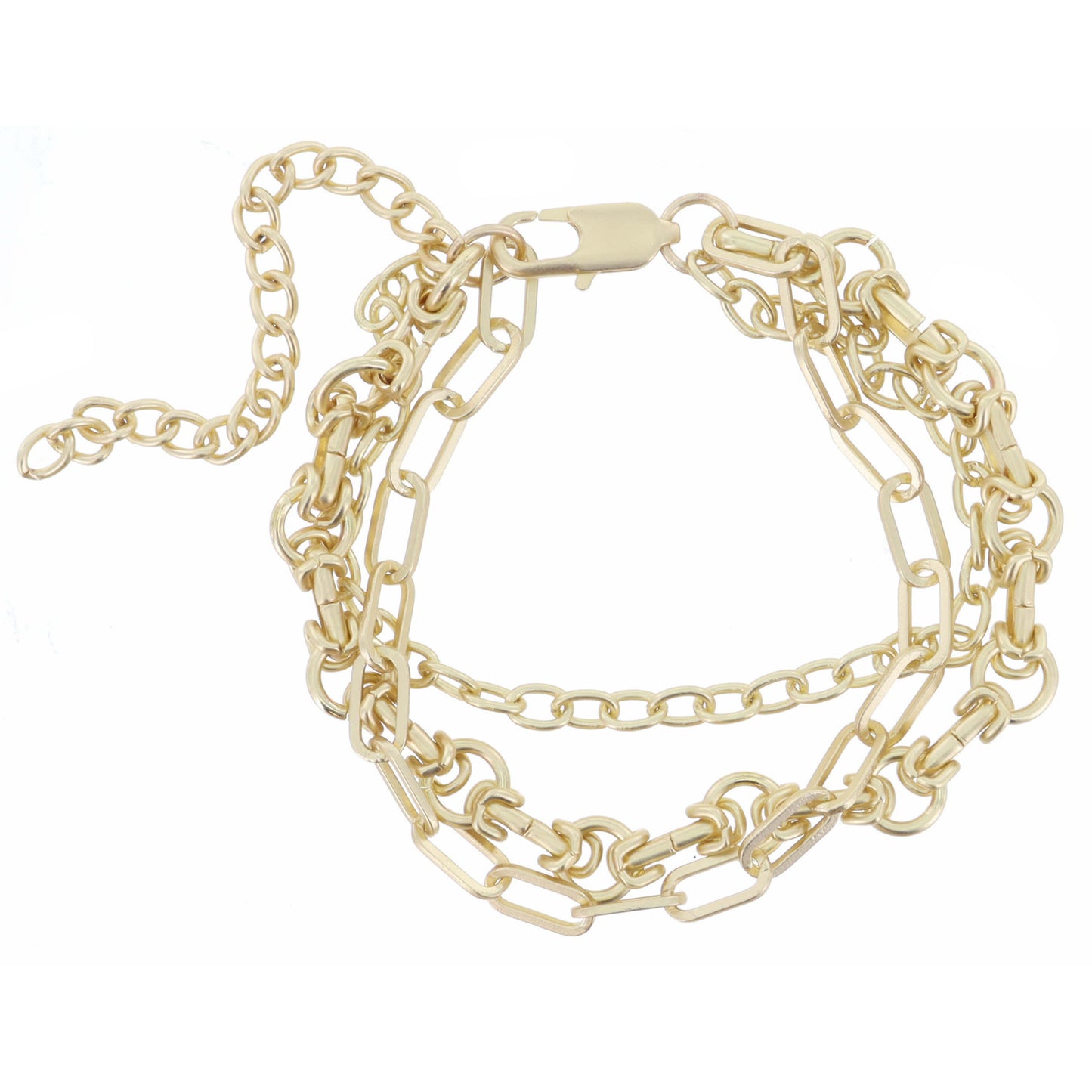 3 Strand, Oval Link Chain, Paperclip Chain, Byzantine Circle Link Chain Bracelet