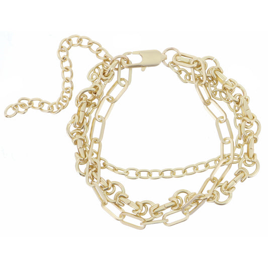 3 Strand, Oval Link Chain, Paperclip Chain, Byzantine Circle Link Chain Bracelet