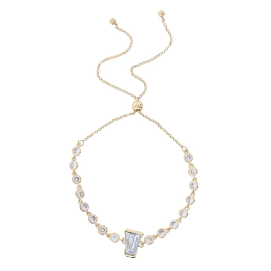 Mini Crystal Bezel Strand with Cool Grey Trapezoid Crystal Bracelet
