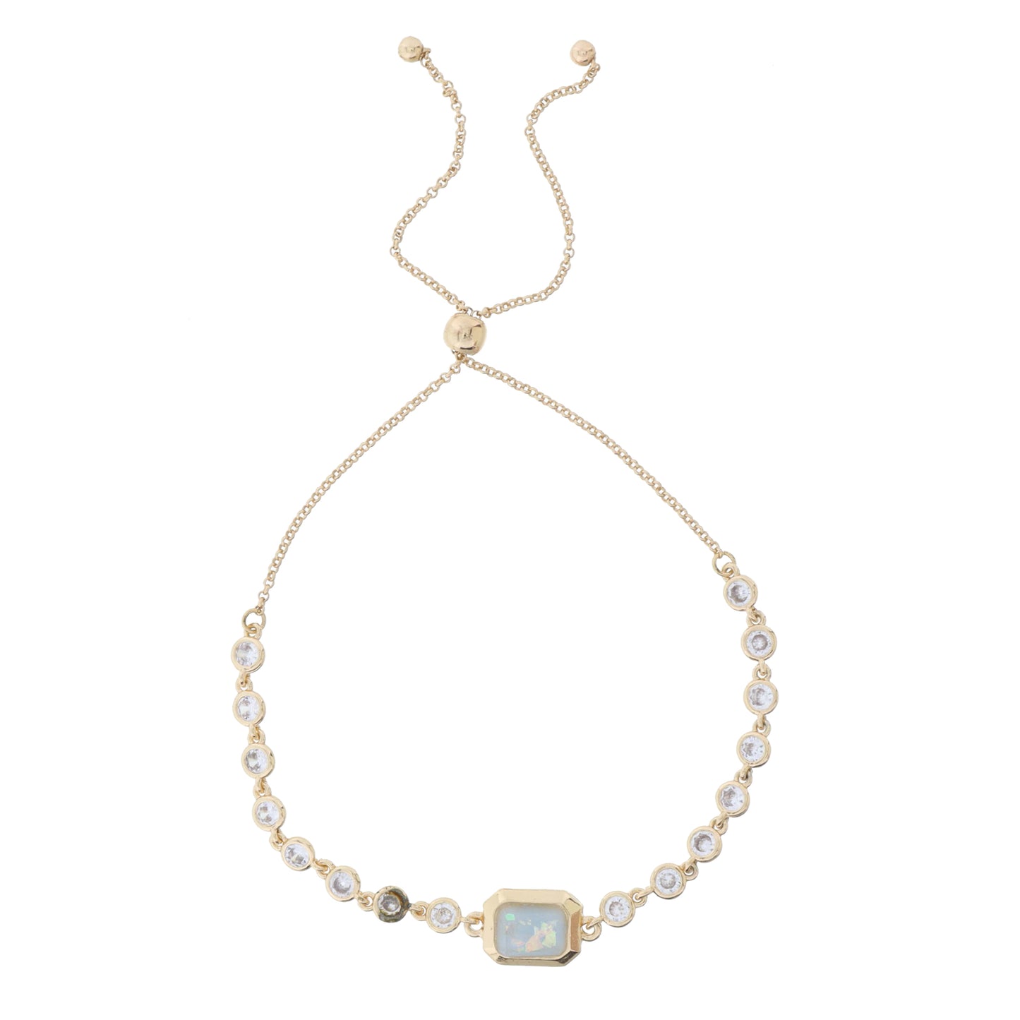Mini Crystal Bezel Strand with Emerald Opal in Gold Bezel Bracelet
