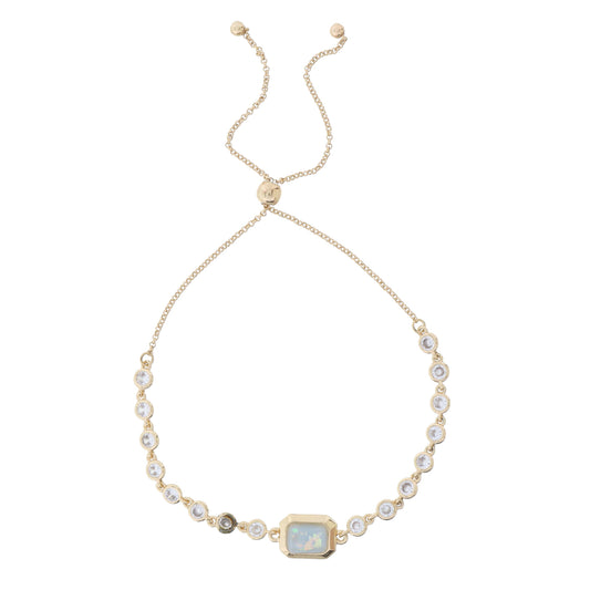 Mini Crystal Bezel Strand with Emerald Opal in Gold Bezel Bracelet