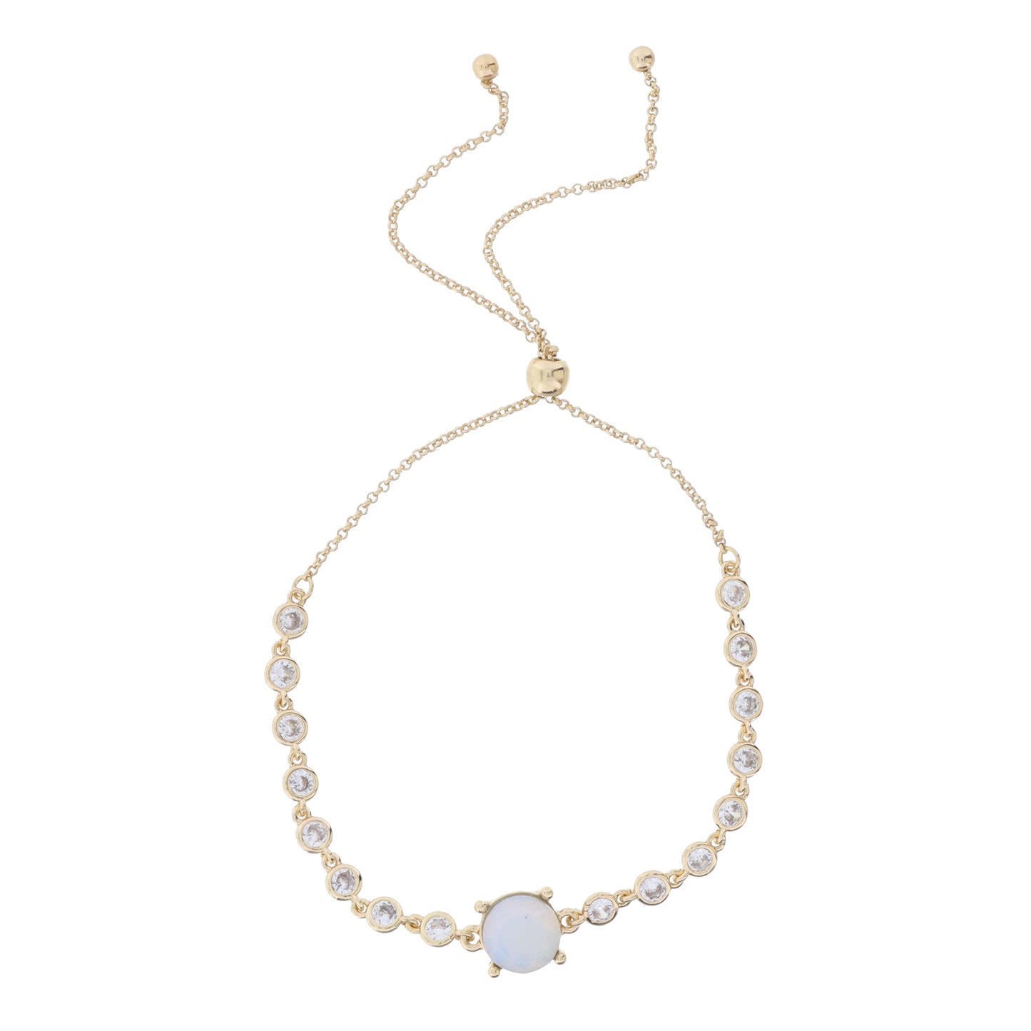 Mini Crystal Bezel Strand with Circle Moonstone Crystal Bracelet