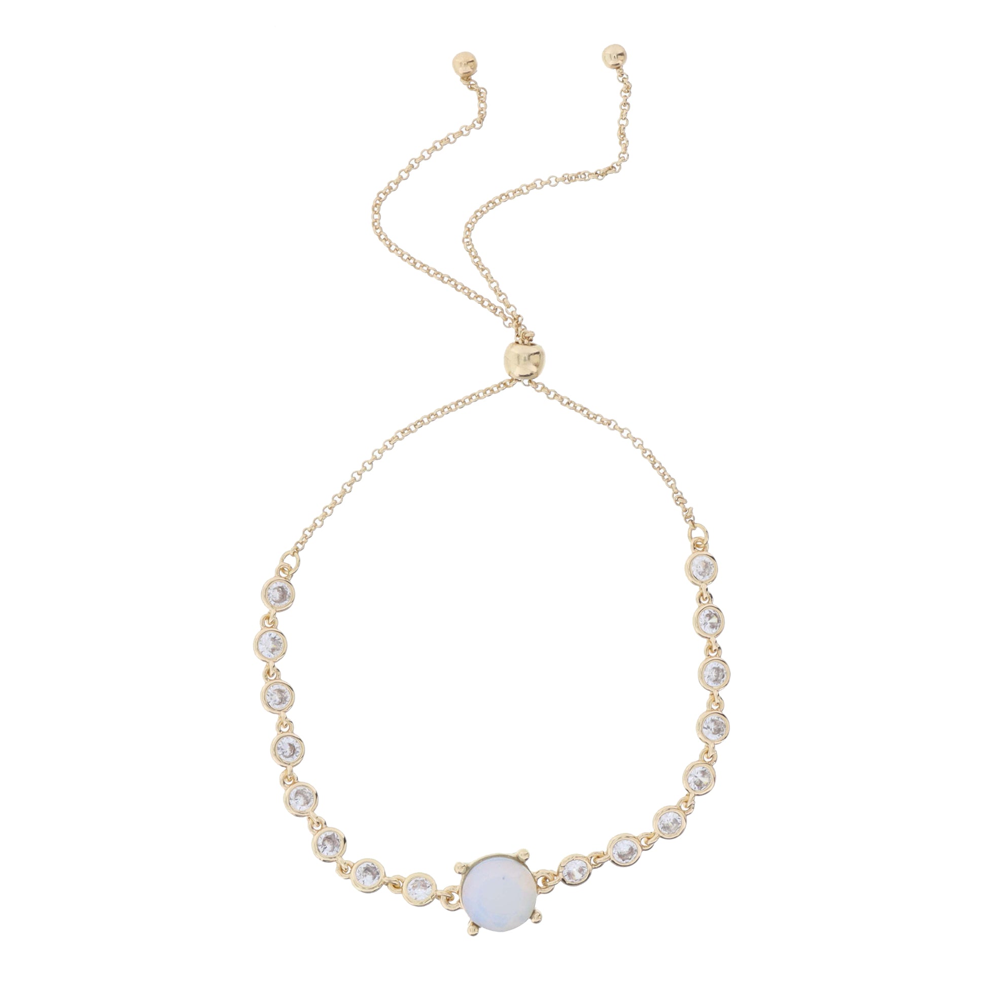 Mini Crystal Bezel Strand with Circle Moonstone Crystal Bracelet
