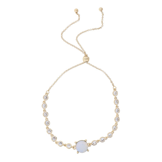 Mini Crystal Bezel Strand with Circle Moonstone Crystal Bracelet