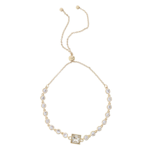 Mini Crystal Bezel Strand with Small Square Clear Crystal Bezel Bracelet