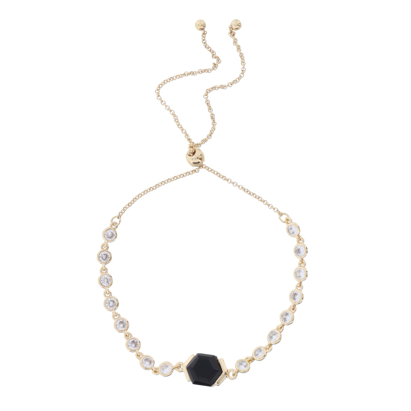 Mini Crystal Bezel Strand with Jet Hexagon Crystal Bracelet