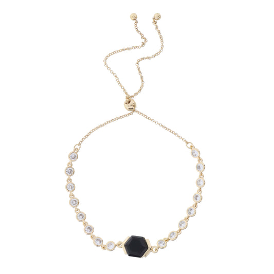 Mini Crystal Bezel Strand with Jet Hexagon Crystal Bracelet