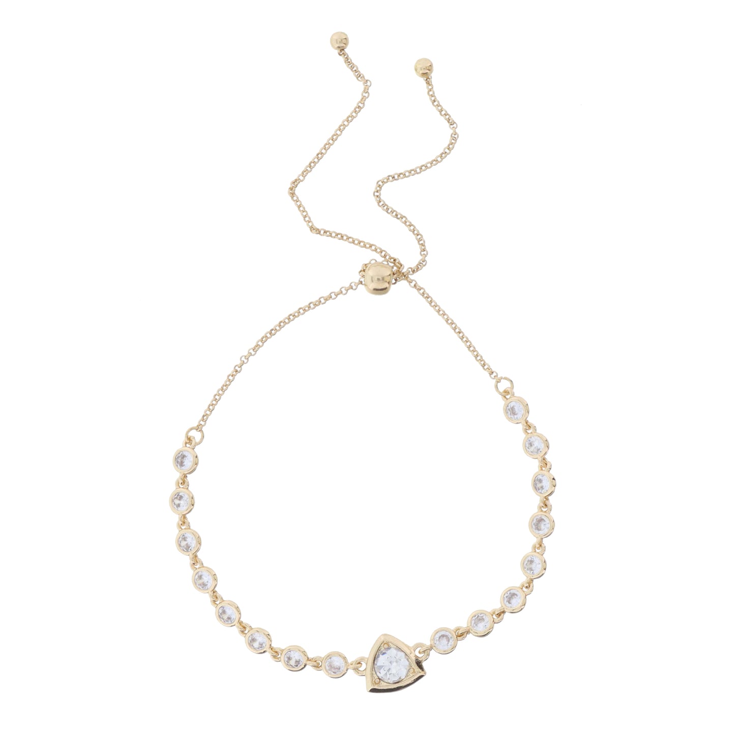 Mini Crystal Bezel Strand with Small Circle Clear Crystal in Gold Triangular Setting Bracelet
