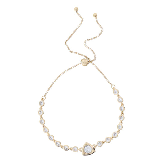 Mini Crystal Bezel Strand with Small Circle Clear Crystal in Gold Triangular Setting Bracelet