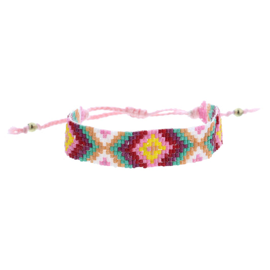 Kids Multi Rainbow Woven Beaded Band Bracelet