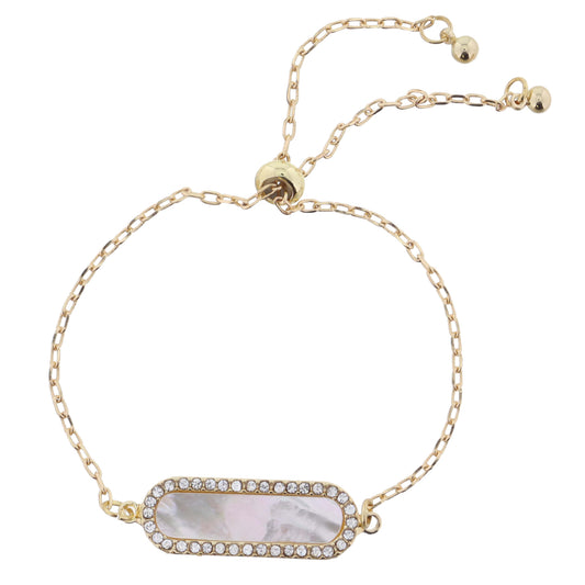 Shell Inlay Oval with Crystal Edge Bracelet