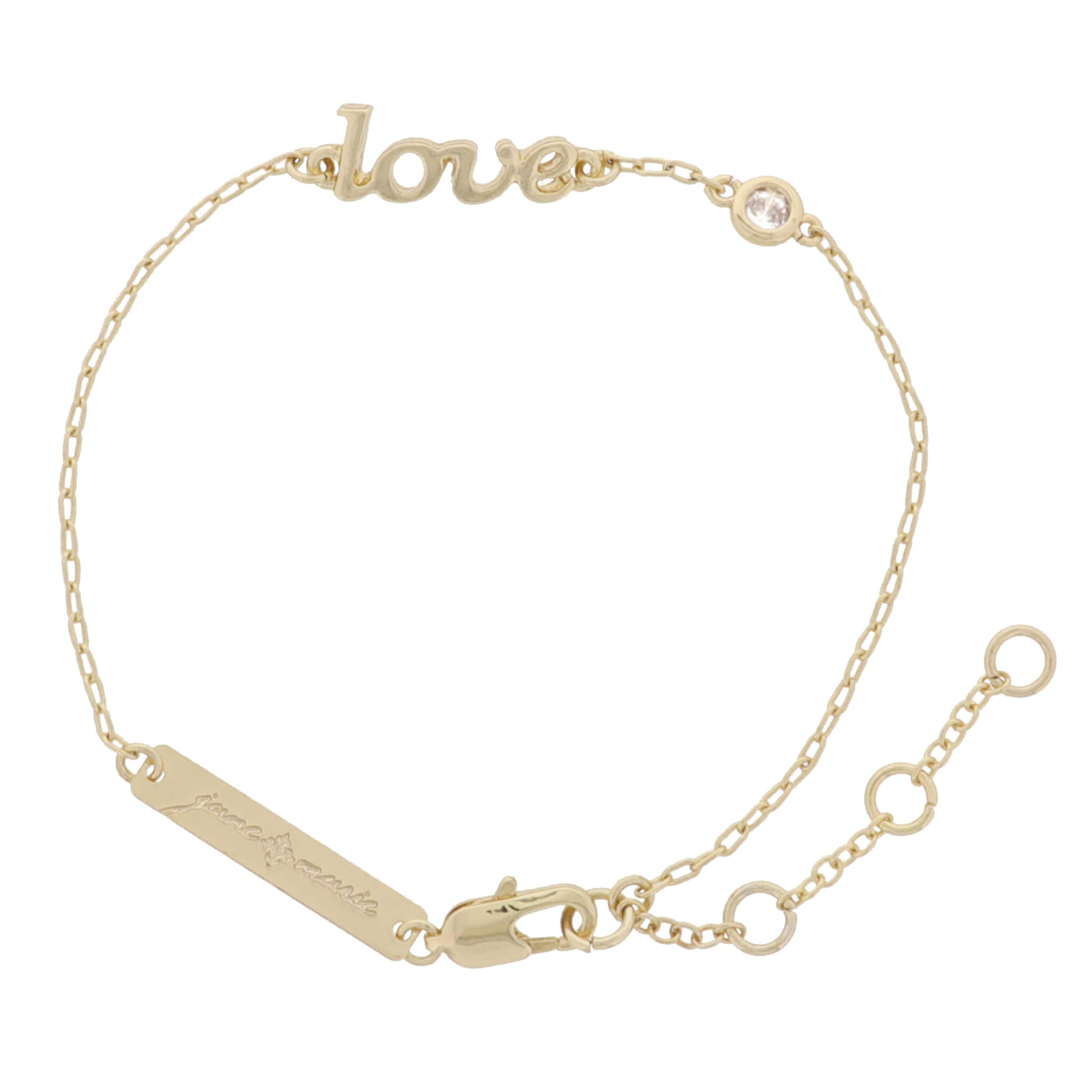 18K Gold Plated "love" with Clear Crystal Accent Bracelet