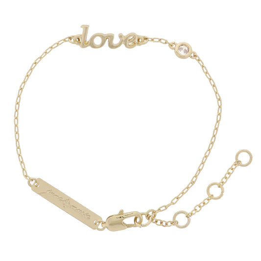 18K Gold Plated "love" with Clear Crystal Accent Bracelet