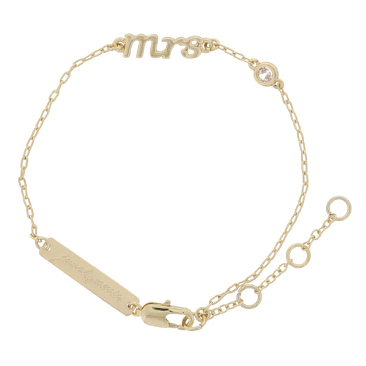 18K Gold Plated "mrs" with Clear Crystal Accent Bracelet
