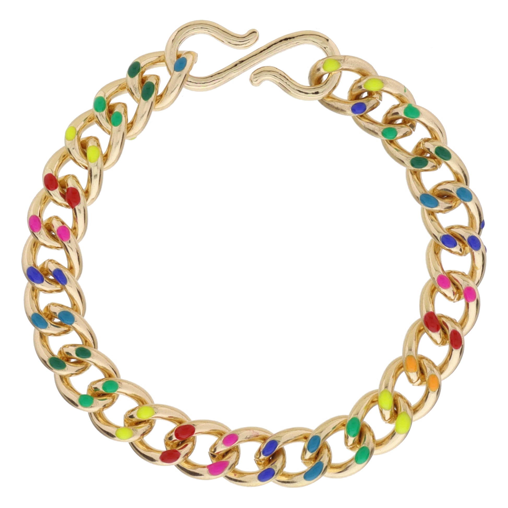 Multi Enamel Curb Chain Bracelet, S-Hook Closure