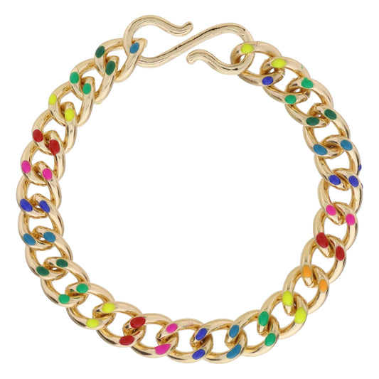 Multi Enamel Curb Chain Bracelet, S-Hook Closure