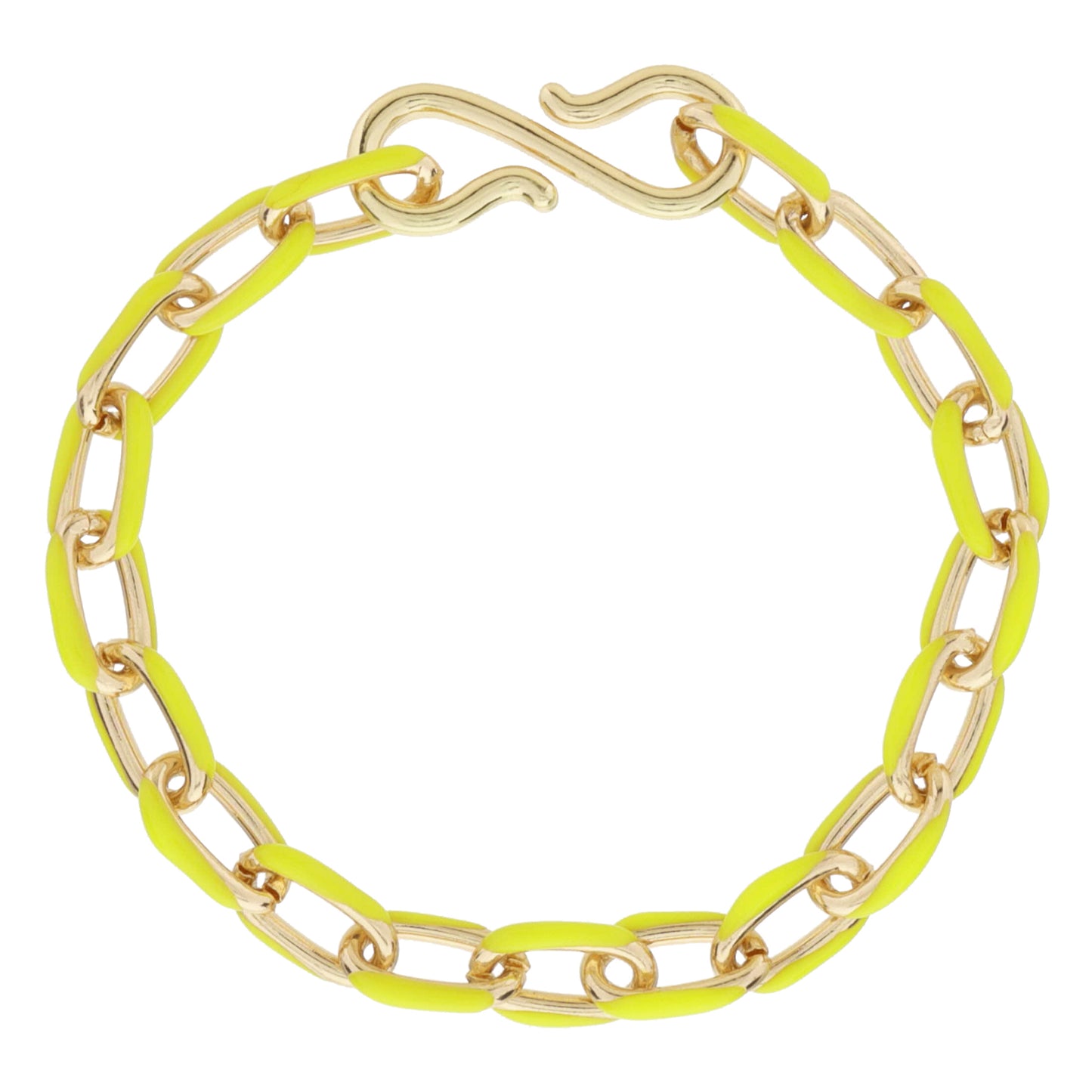Bright Yellow Enamel Cable Chain Bracelet, S-Hook Closure