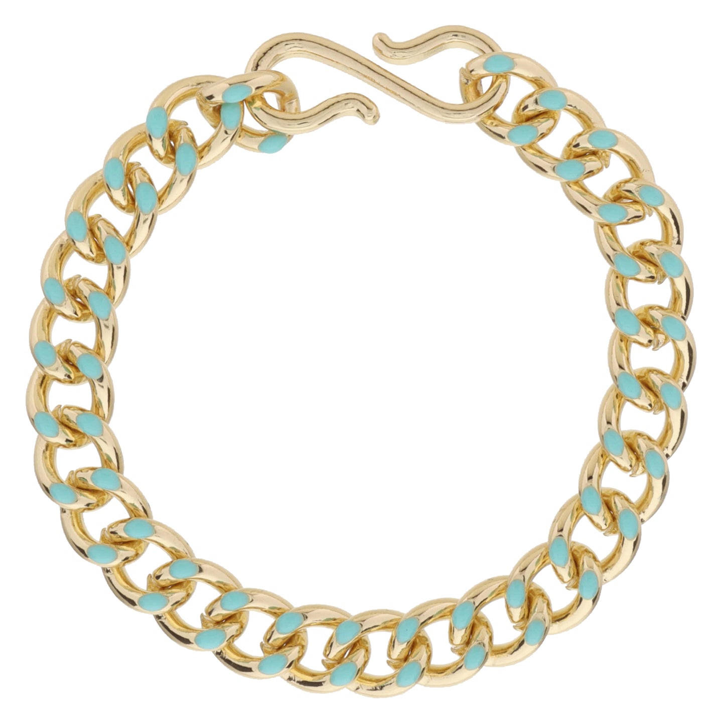 Mint Enamel Curb Chain Bracelet, S-Hook Closure