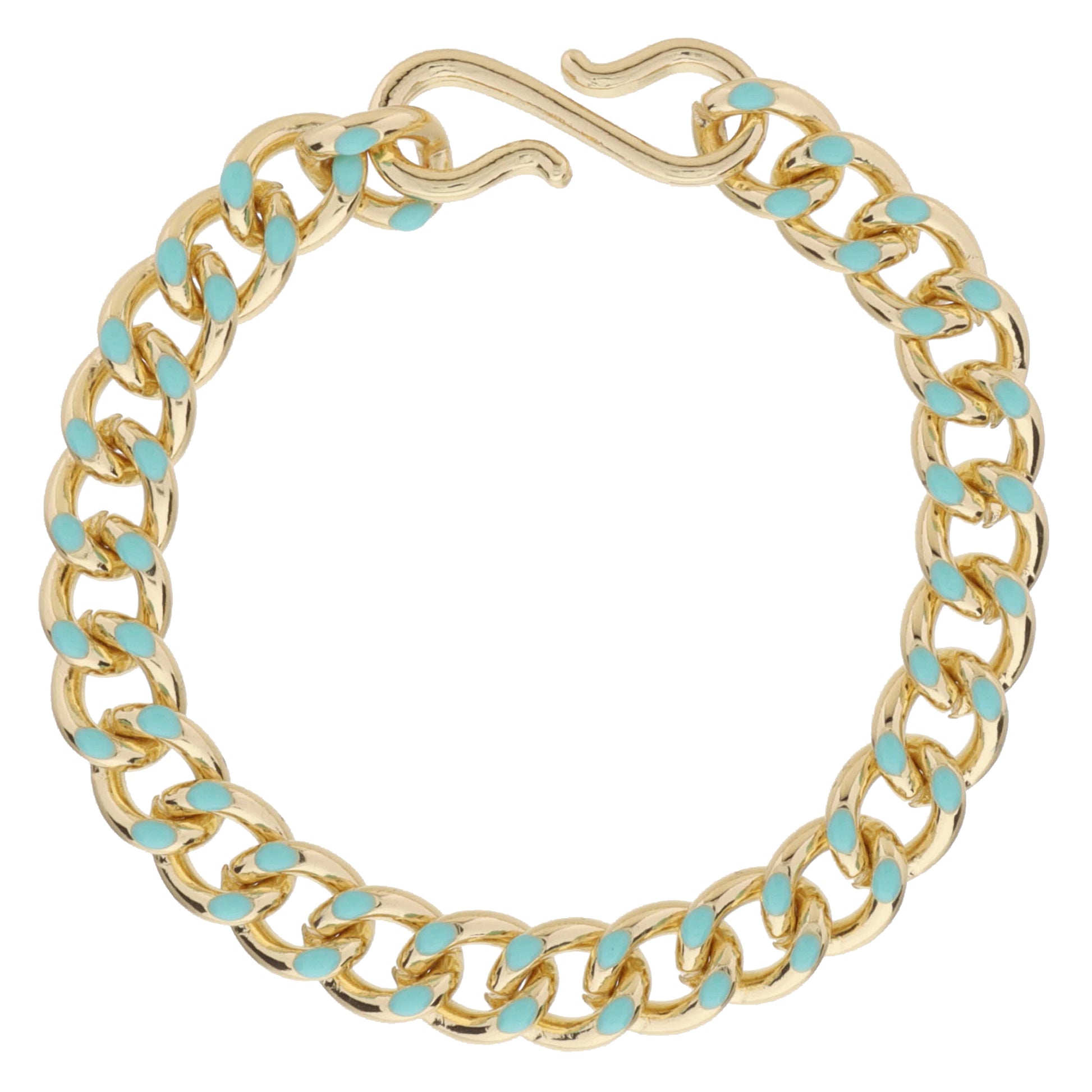 Mint Enamel Curb Chain Bracelet, S-Hook Closure