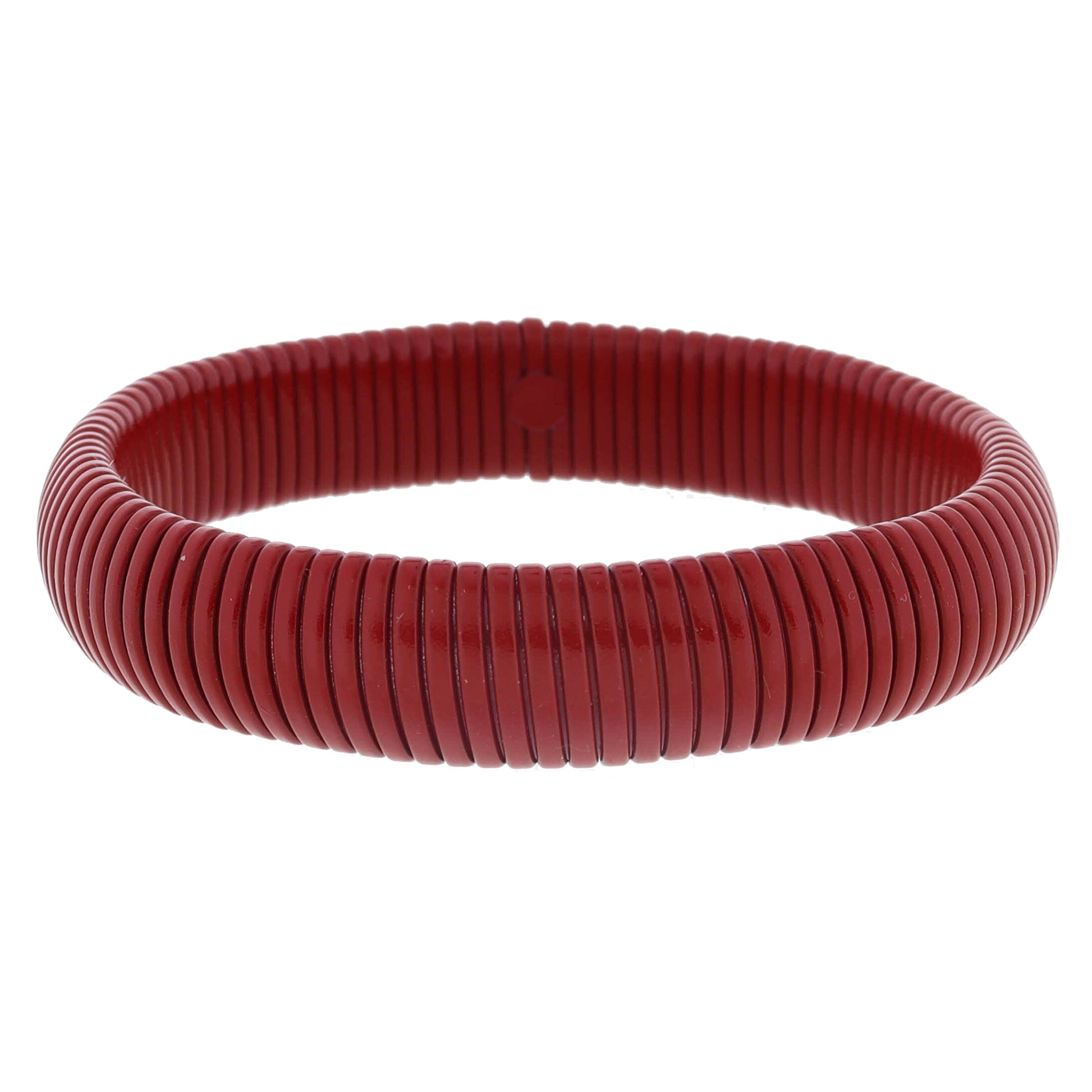 Chunky Red Enamel Stretchy Bangle Bracelet, 8" Around