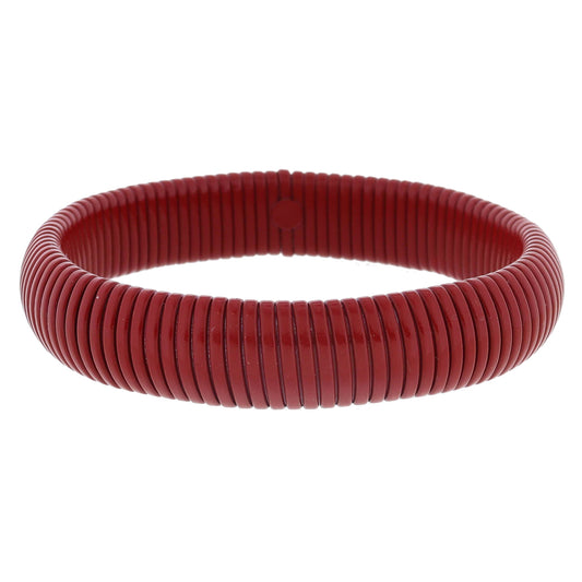 Chunky Red Enamel Stretchy Bangle Bracelet, 8" Around