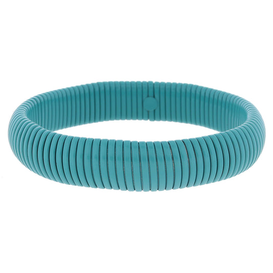 Chunky Turquoise Enamel Stretchy Bangle Bracelet, 8" Around