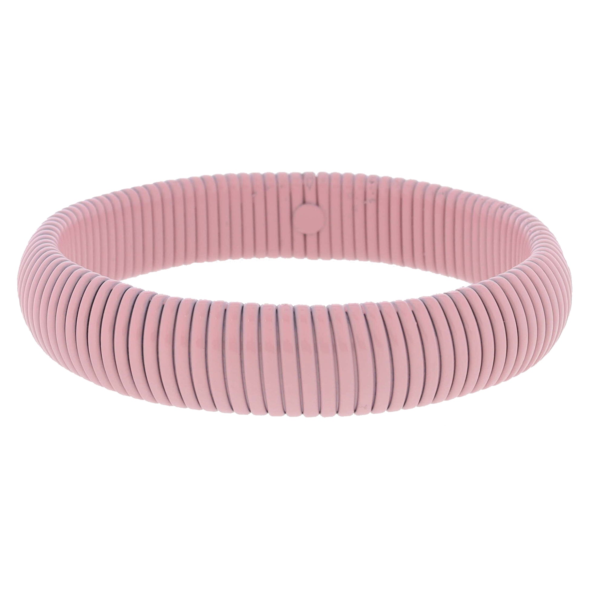 Chunky Light Pink Enamel Stretchy Bangle Bracelet, 8" Around