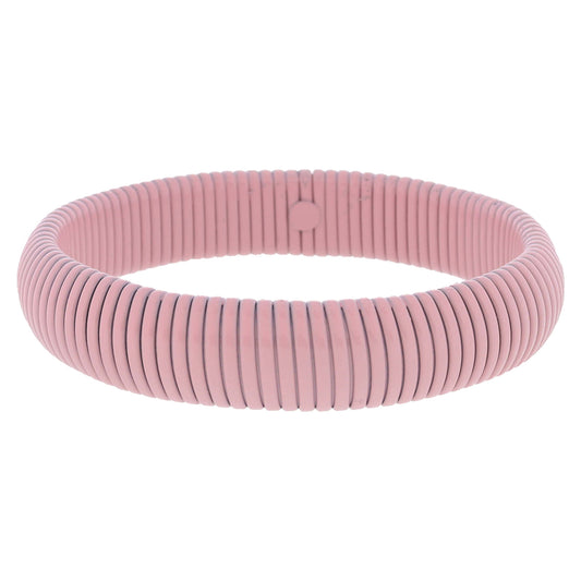 Chunky Light Pink Enamel Stretchy Bangle Bracelet, 8" Around