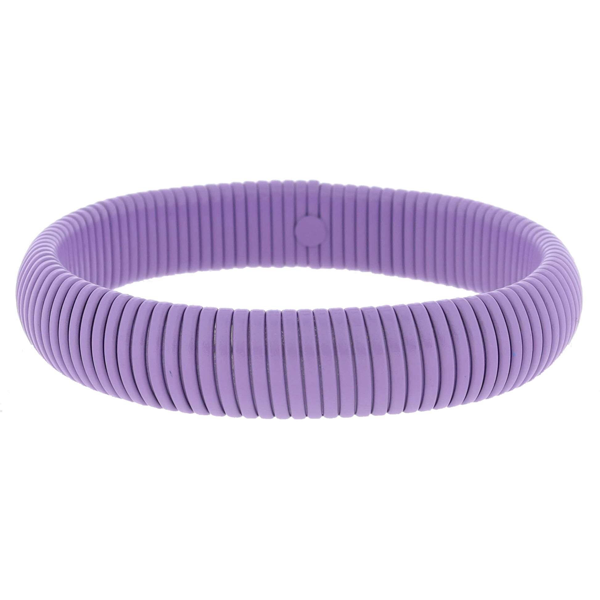 Chunky Lavender Enamel Stretchy Bangle Bracelet, 8" Around